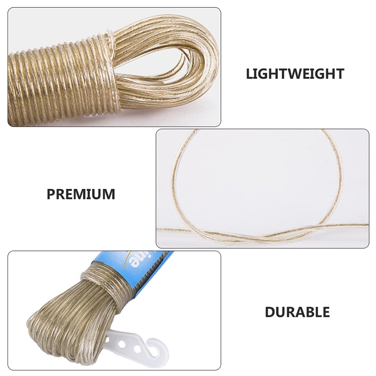 Clothesline Portable Travel Clothesline Adjustable with 2 Plastic Hooks (10 M Approx / 1 Pc) Clothesline Portable Travel Clothesline Adjustable with 2 Plastic Hooks (10 M Approx / 1 Pc)